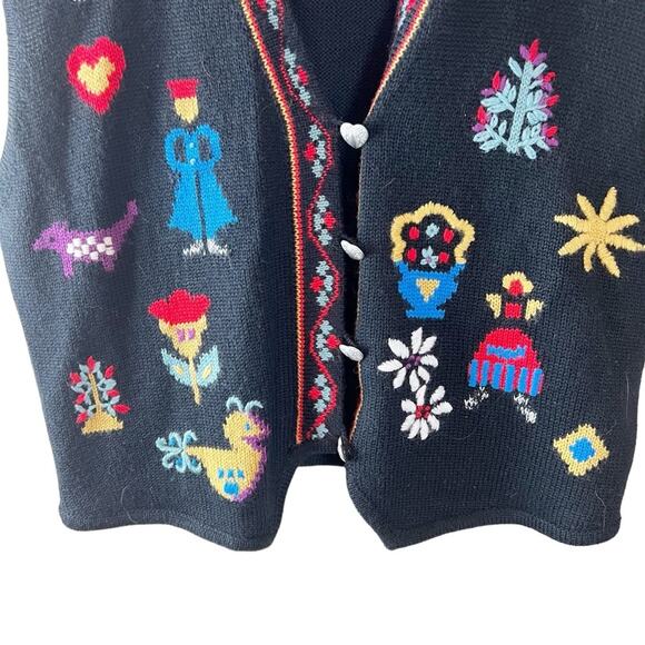 Vintage Obermeyer Folk‎ Art Wool Knit Meg Sweater Vest Women's XL - Picture 3 of 6